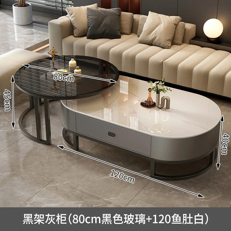Luxury Extendable Round Modern Coffee Tables Minimalist Premium Design Book Furniture Mesa De Centro De Sala