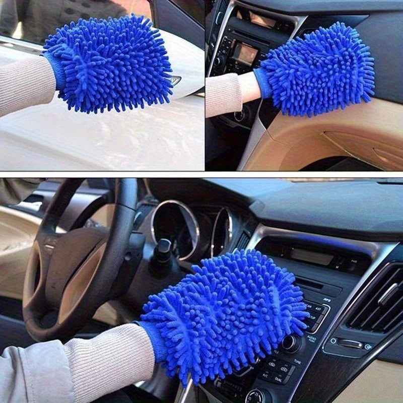 Guantes de lavado de coche de microfibra de chenilla, limpieza de arañazos, cuidado sin pelusa, manoplas suaves, plumero para vehículos de motor, accesorios para motor