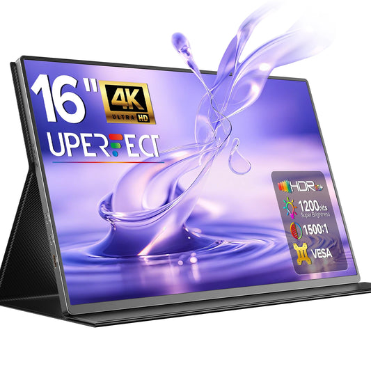 Écran portable 4K 16 pouces IPS — 3840x2400, 1200 nits, USB-C, HDMI, haut-parleurs, moniteur de voyage pour PC