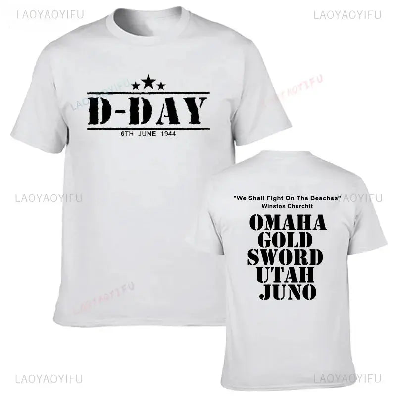 Camiseta divertida de algodón para hombre, con estampado vintage, D-DAY 2026, Ejército 1944, Normandía, militar, CHURCHILL BEACHES
