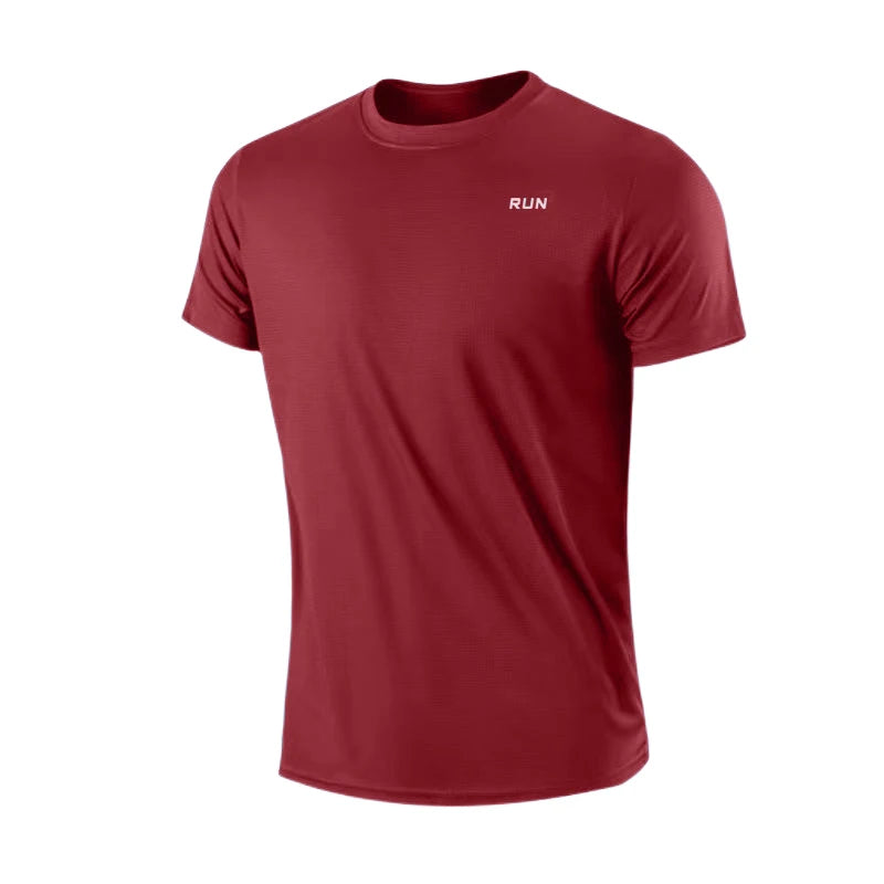 Camiseta de manga corta para hombre, de secado rápido, que absorbe la humedad, cuello redondo, para ejercicio, entrenamiento, deportes, gimnasio, correr, ligera en Y