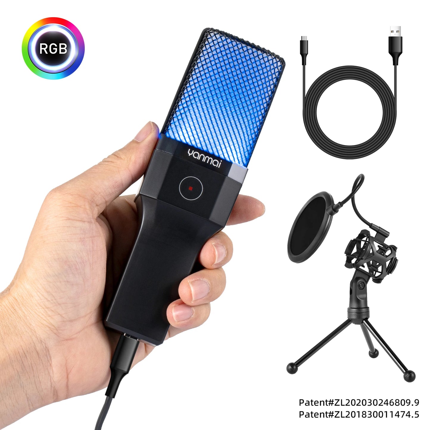 Microphone USB à condensateur pour gaming et podcast – Micro filaire pour PC, streaming et karaoké