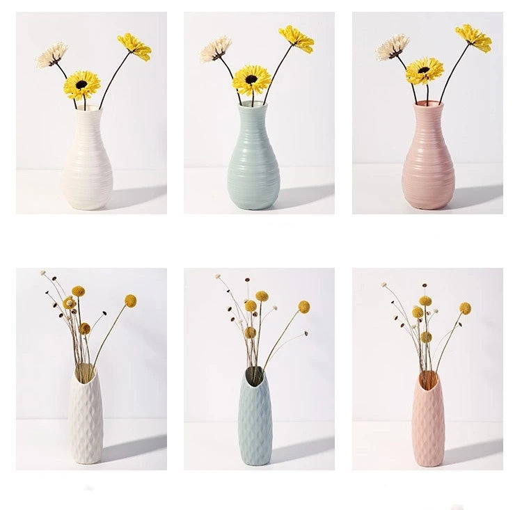 Vase nordique en plastique – Petit pot de fleurs décoratif pour salon, style moderne