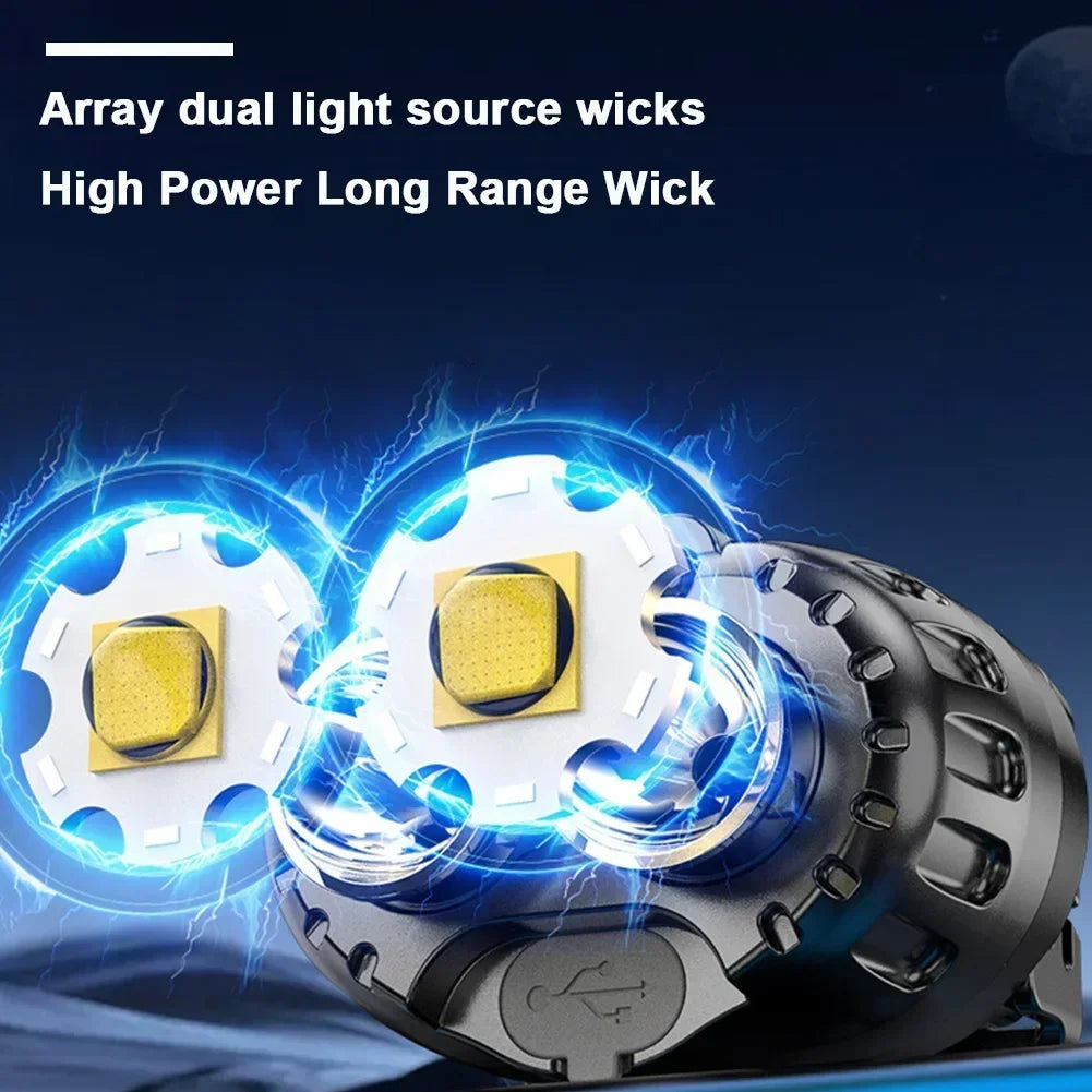 Capteur de mouvement phare Rechargeable lampe de poche LED phares Ultra lumineux lampe frontale de pêche Led front lampe frontale lampes de poche