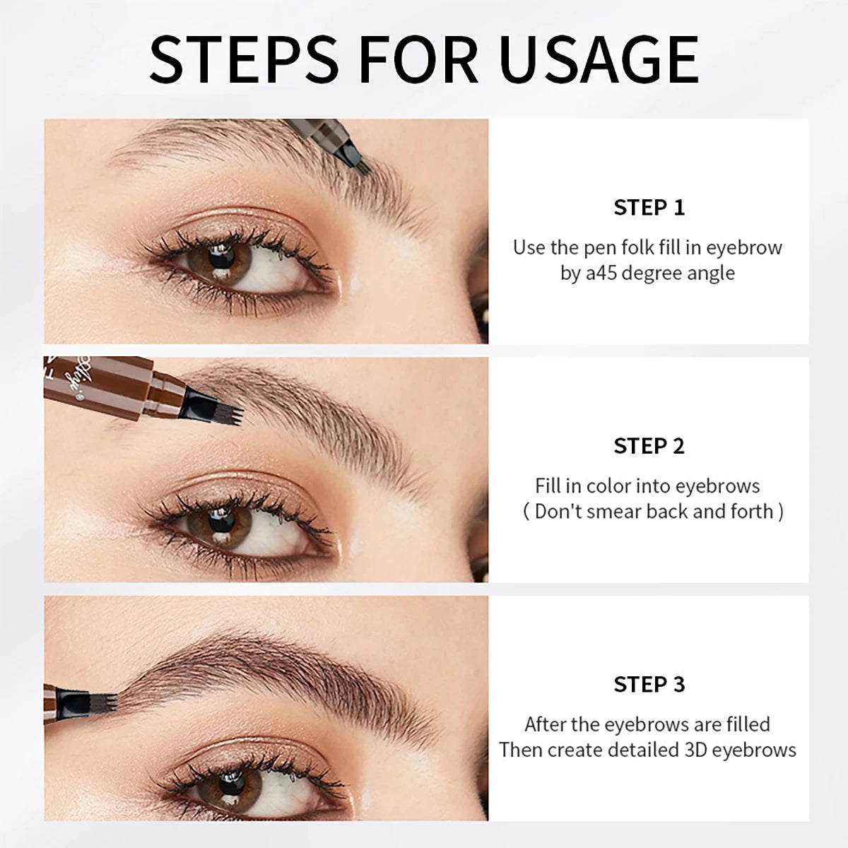 Crayon à 4 fourches pour microblading, maquillage pour les yeux, résistant à l'eau, naturel, longue durée, cinq couleurs