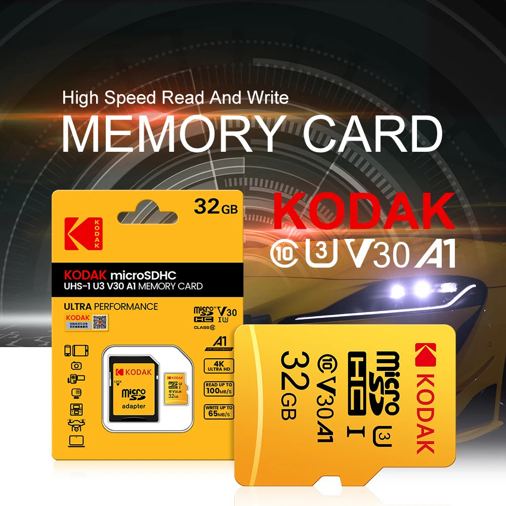 Original Kodak U3 A1 V30 MicroSD 128GB 32GB 64GB 256GB classe 10 cartes 32 64 128 256GB carte mémoire de téléphone vidéo