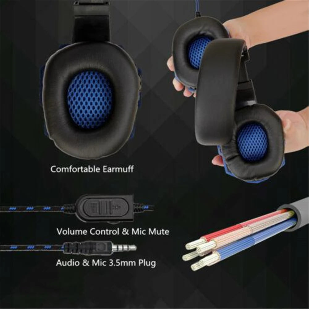 3.5mm Wired Gaming Headset PC Stereo Bass Gamer Headphone Phone Laptop Earphone Headset with Microphone for PS4 Xbox One Switch