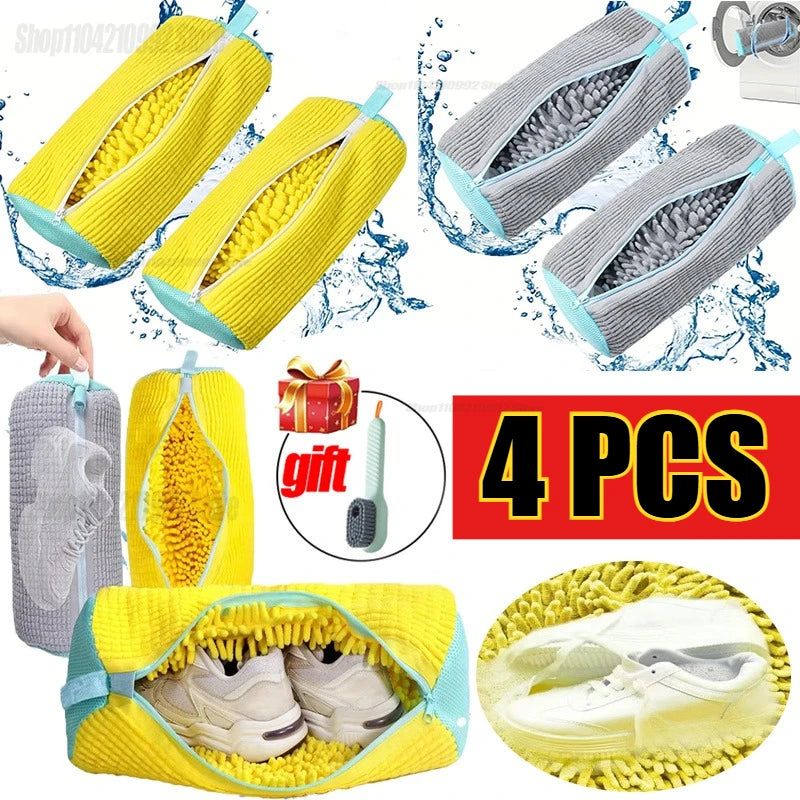 Bolsas de lavandería, bolsa para lavar zapatos en lavadora, con cremallera, con forro polar grueso en el interior, perfecta para zapatillas deportivas y zapatos casuales