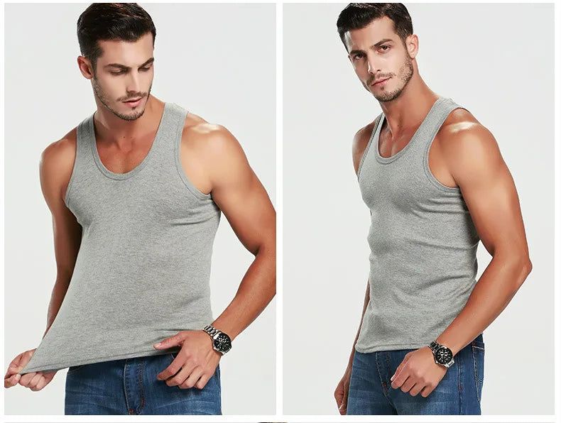 1 paquete de camisetas sin mangas de algodón para hombre, estilo simple de cuatro estaciones para adolescentes, gimnasio, fitness, camiseta sin mangas informal para hombres de mediana edad