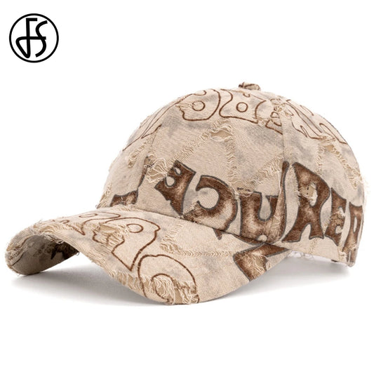 FS Fashion Brown Letter Baseball Cap for Men, Women's Luxury Hat, Casual Trucker Cap, Hip-Hop Streetwear Caps, Women's Cap