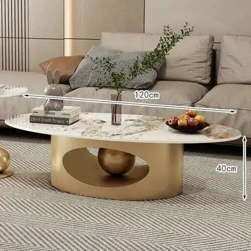 Modern coffee tables marble effect Deluxe Nordic oval white metal side table Premium Low Lounge Tables home furniture