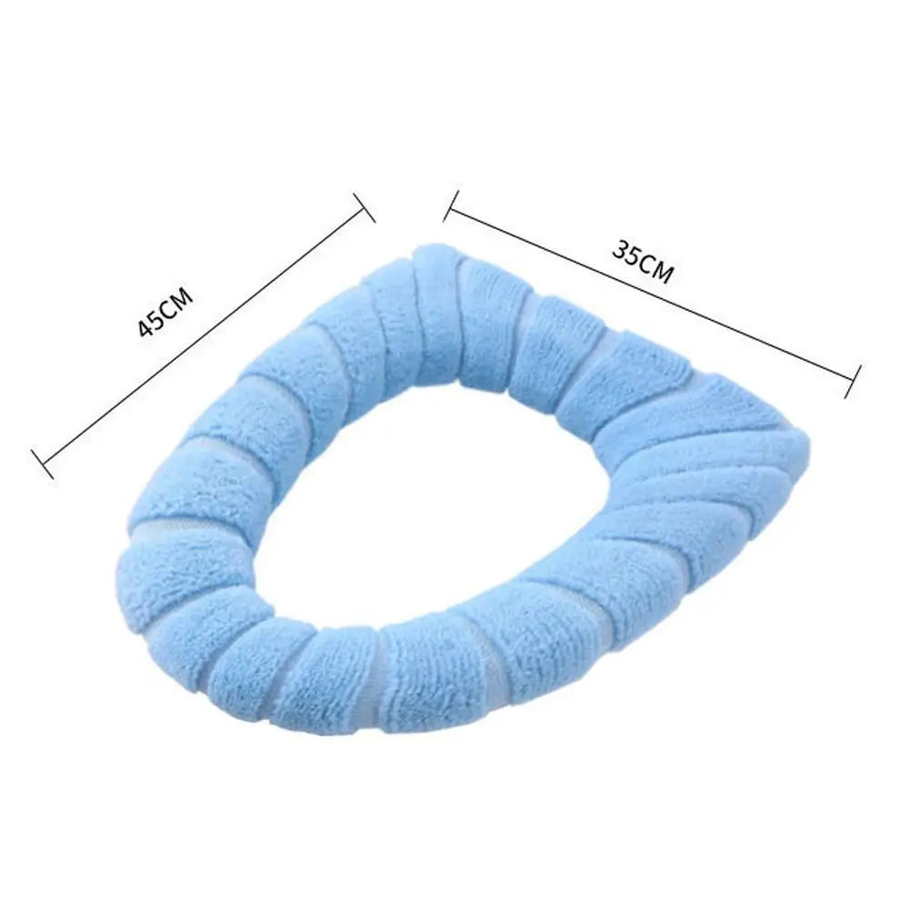 Winter Warm Toilet Seat Cover, Closer Tool Mat, 1 Piece, Washable Bathroom Accessories, Pure Color Knit, O-shaped Soft Cushion, Toilet Seat