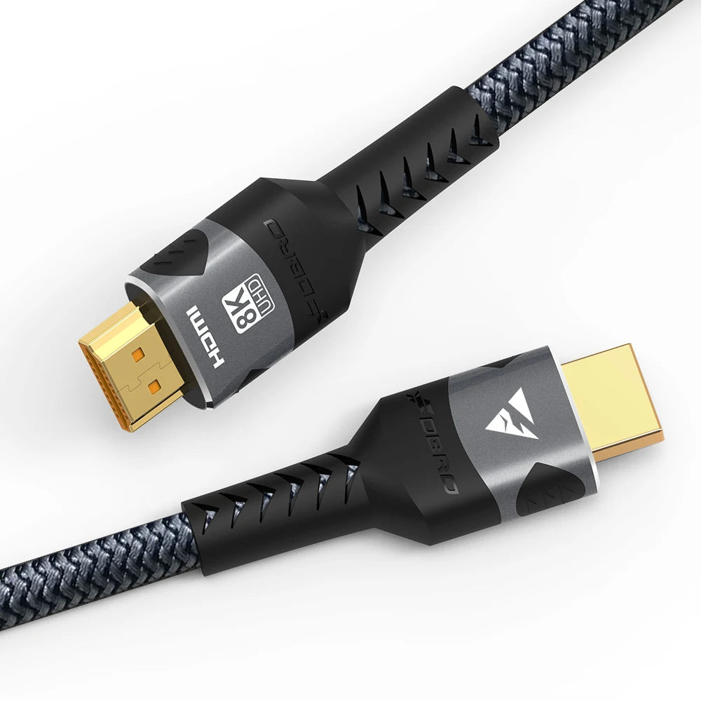 Cable HDMI 8K 2.1 48Gbps, cordón trenzado HDMI de alta velocidad - 4K @ 120Hz 8K @ 60Hz, DTS:X, HDCP 2.2 y 2.3, HDR 10 compatible para ordenador portátil/PS5