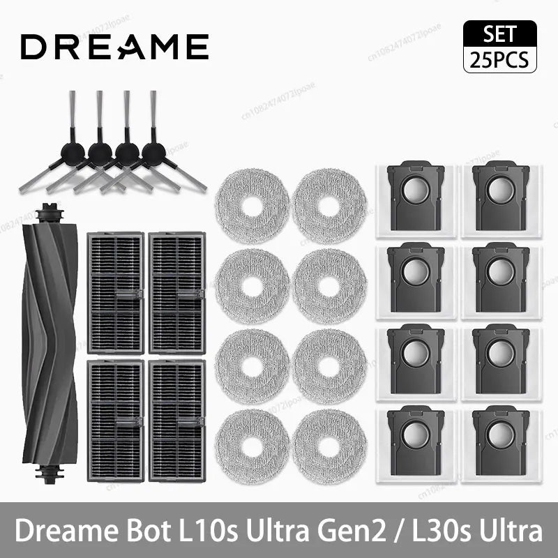 Dreame - Accesorios para robot aspirador L10s Ultra Gen2/L30s Ultra, cepillo lateral principal, paño de mopa, filtro Hepa, bolsa de polvo, piezas de repuesto