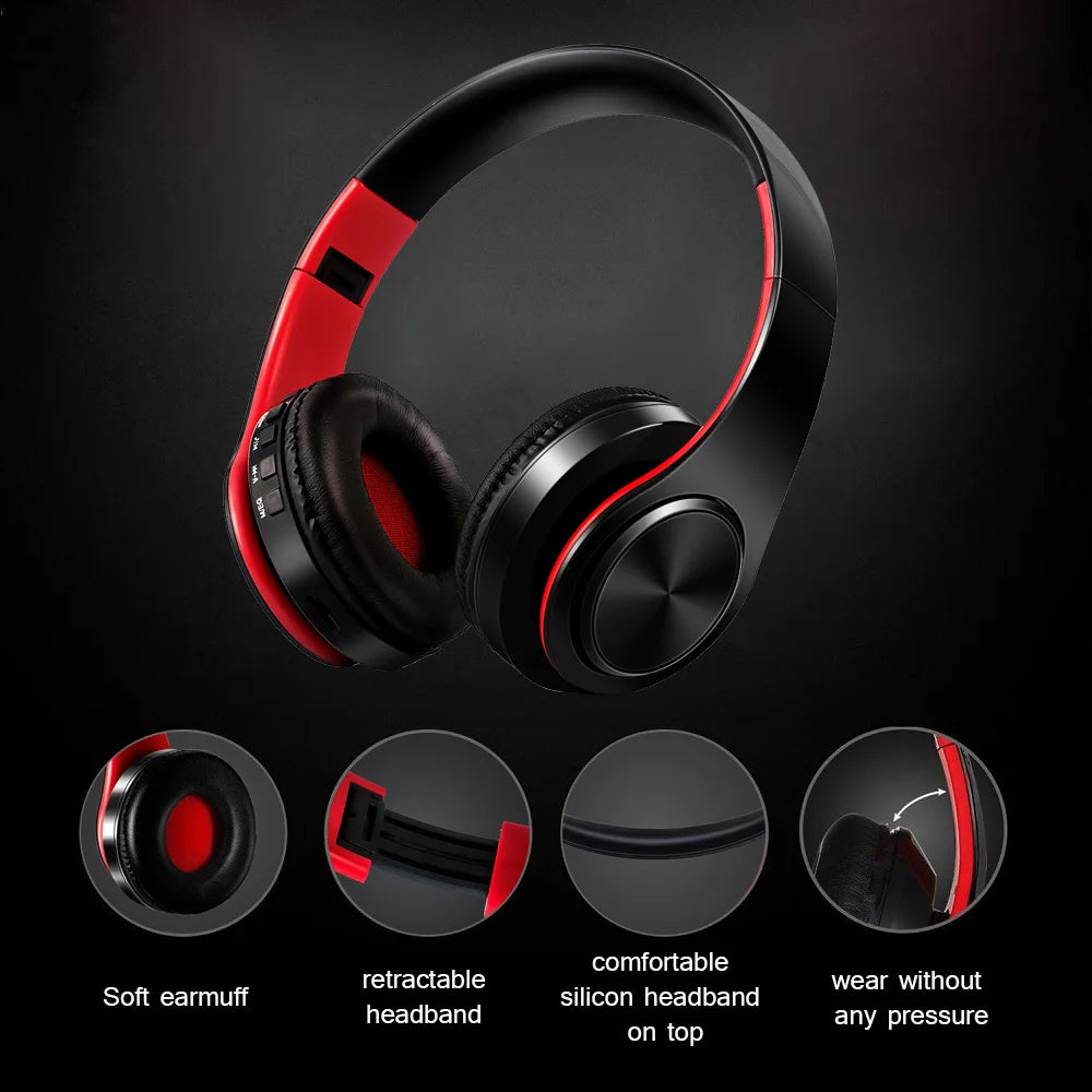 Casque Bluetooth sans fil pliable stéréo avec microphone – Sport et mains libres pour MP3 et smartphone