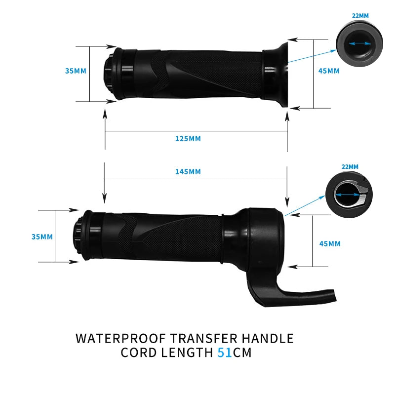 Acelerador rotatorio para bicicleta eléctrica y patinete 24V-72V, impermeable, con cable de control de velocidad, accesorios universales para bicicletas eléctricas