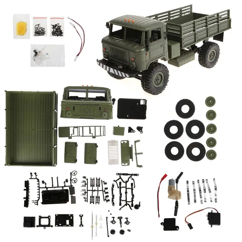 Camion militaire RC télécommande 4 roues — hors route, DIY, escalade, cadeau jouet garçon