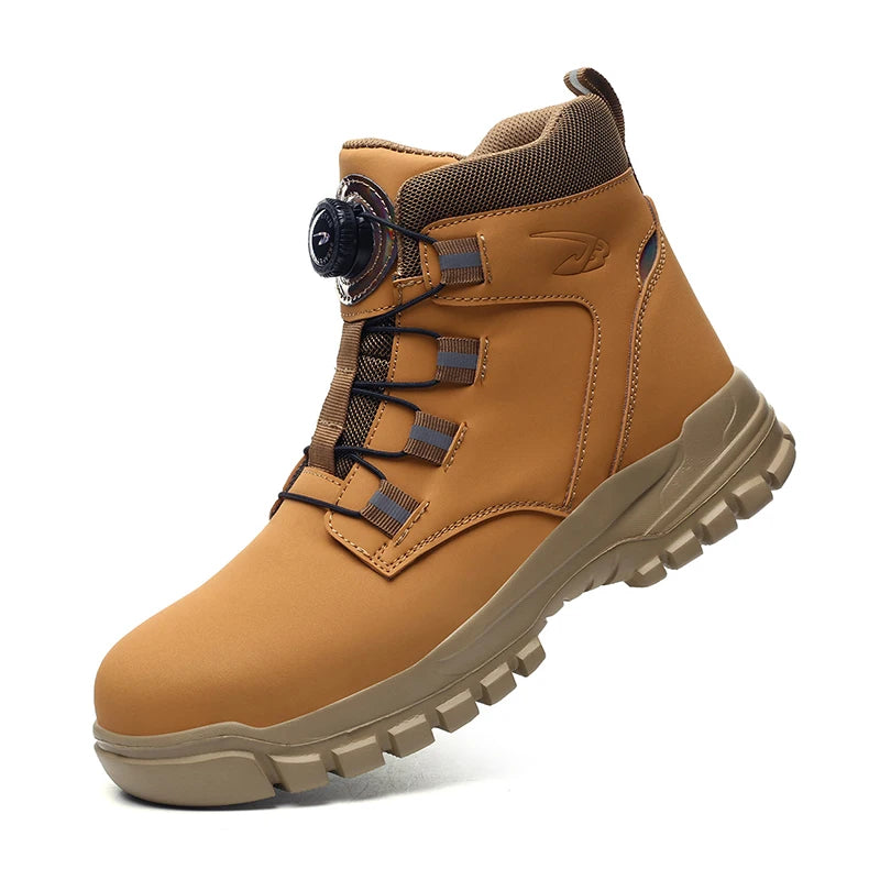 Men's Waterproof Safety Work Boots, Steel Toe Shoes, Anti-Impact and Puncture-Resistant, Tactical Hiking Boots for Outdoor Adventure
