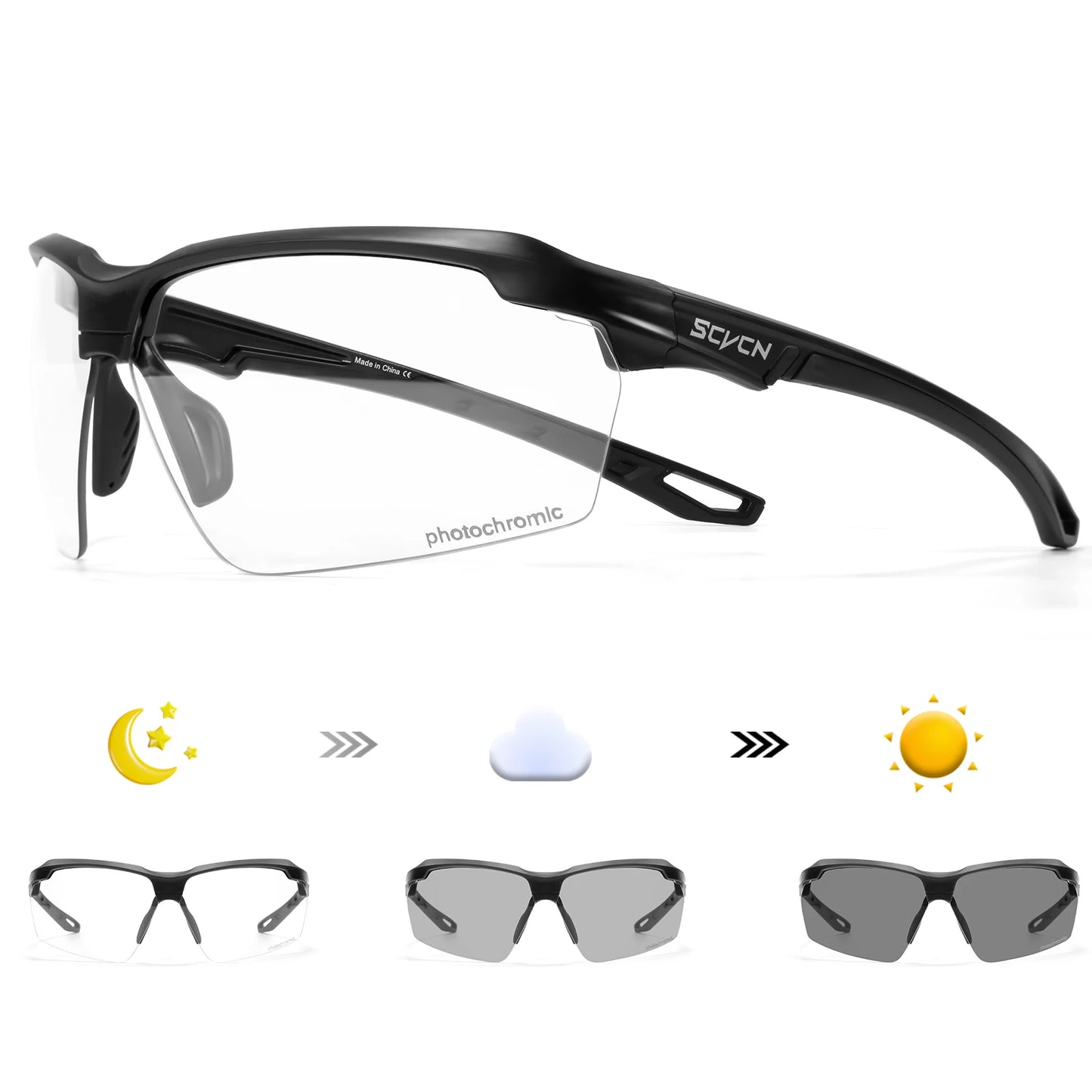 Lunettes de cyclisme photochromiques UV400 — sports de plein air, course, VTT, vélo de route, hommes et femmes