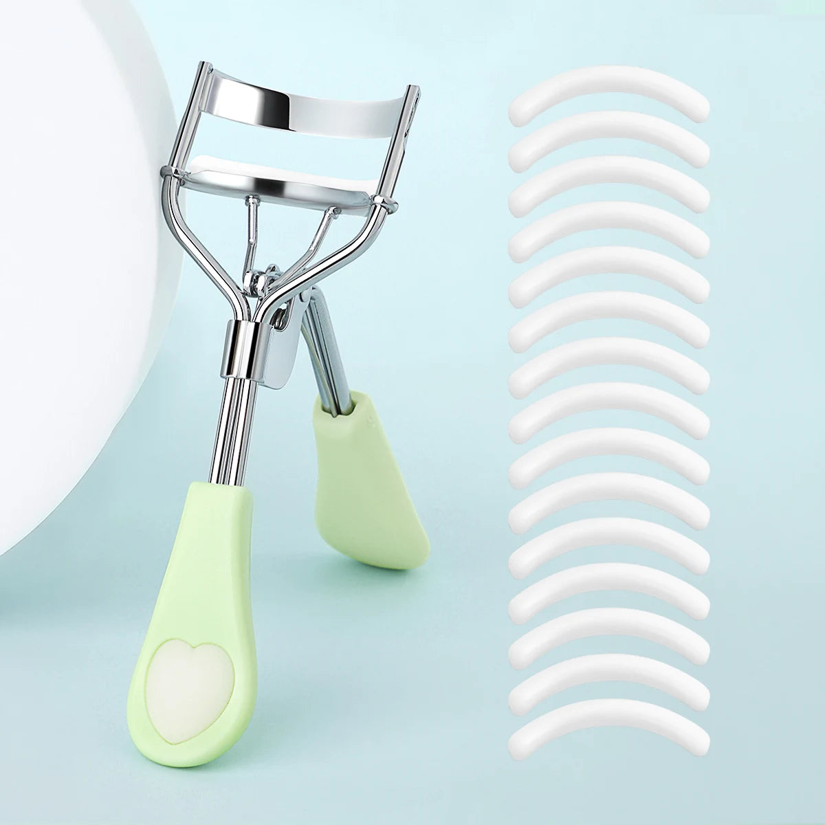 Recourbe-Cils Portable avec 15 Coussinets Silicone — Extension & Bouclage Cils