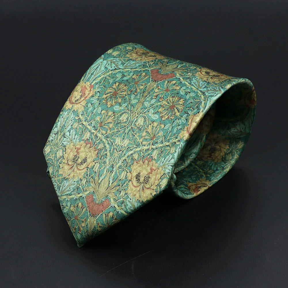 Men's Vintage Digital Print Ties, Floral Pattern, Artificial, Forest, Soft, Retro, Casual, Accessory, 8cm