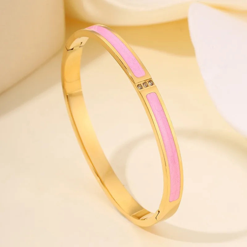 ZAKOL 5/1 Pcs Set Stainless Steel Bracelet with Sparkling Zirconia Inlaid for Women Stackable Bracelets Fashion Non-Fading Jewelry Gift