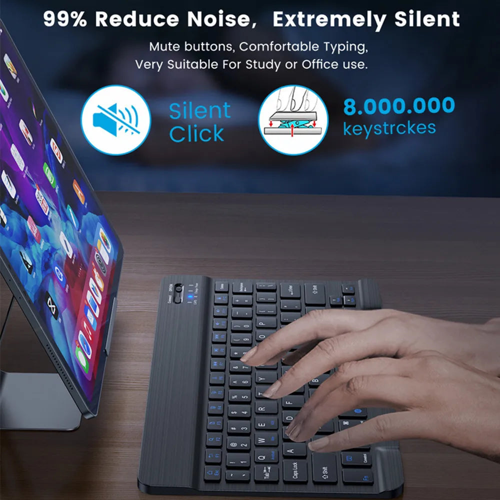 Wireless Bluetooth Keyboard and Mouse, for iOS, Android, Windows, Tablet, iPad Air Mini Pro, Spanish, Korean, Portuguese, Russian