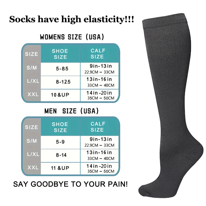 Chaussettes de Compression pour varices, adaptées au Golf, Rugby, course à pied, randonnée, Sports pour Anti-Fatigue, conduite, voyage, vol, femmes et hommes