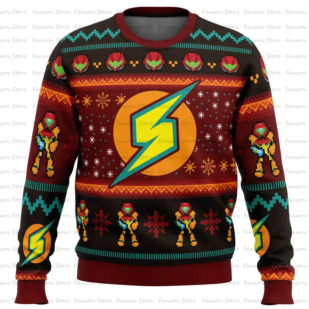 Men's and Women's Samus Metroid Cartoon Hoodie, Couple's Anime Sweatshirt, Velle Tint Fashion