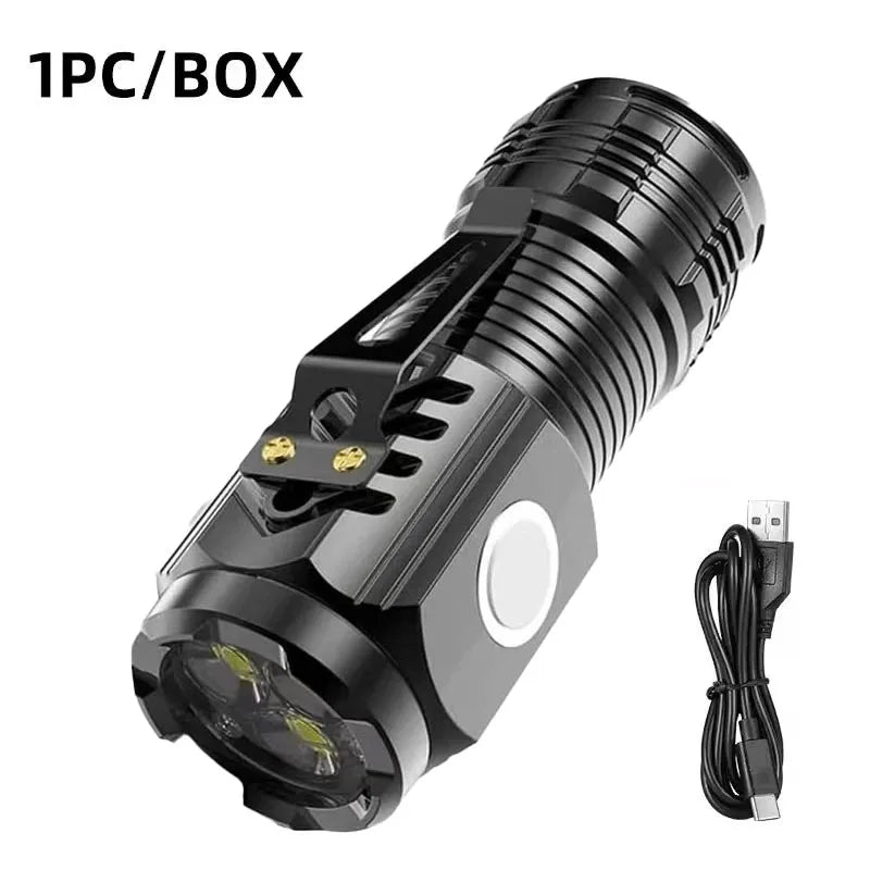 Lampe de poche LED Rechargeable à lumière forte, multifonctionnelle pour longue portée, Mini lampe de poche Portable pour l'extérieur et la maison, lumière à Clip pour capuchon