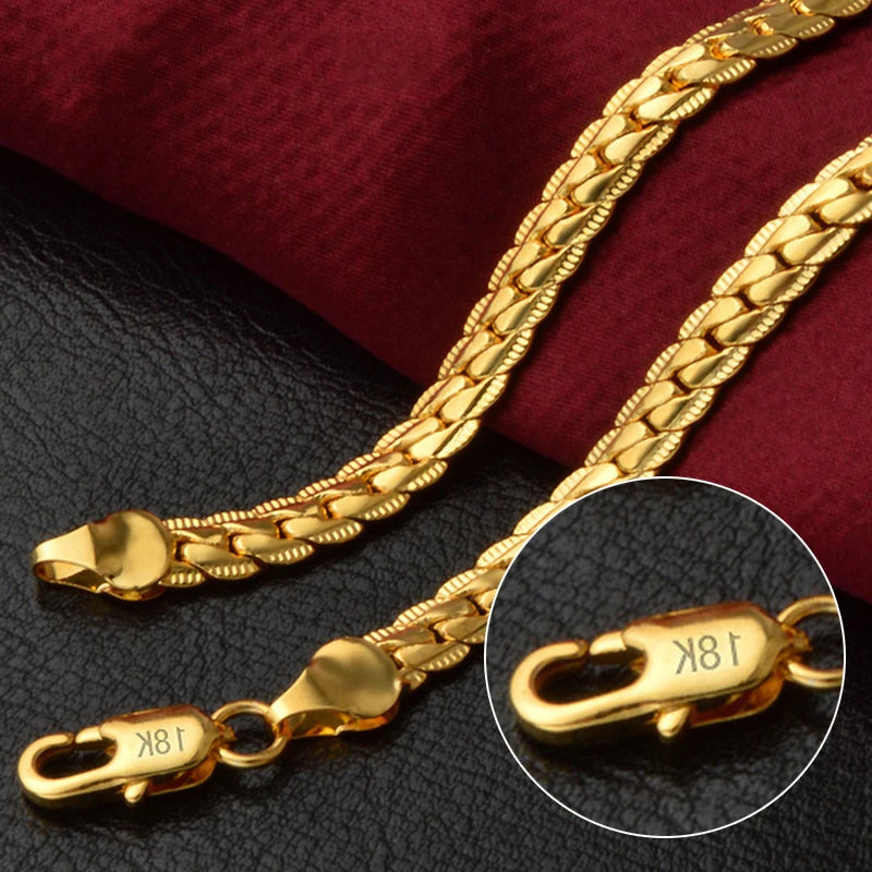 18K Gold/Silver Necklace for Men and Women, Fashionable Engagement and Wedding Jewelry, 6mm Side, 8/18/20/24 Inches