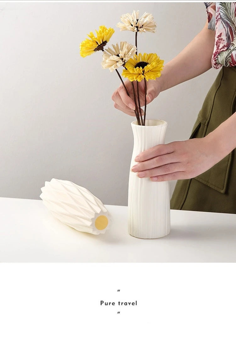 Vase nordique en plastique – Petit pot de fleurs décoratif pour salon, style moderne