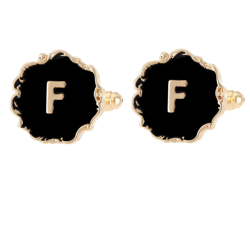 Boutons de manchette classiques pour hommes, 26 lettres initiales de l'alphabet, A B C D E F G H I J K L M N O P Q R S T U, bouton à manches V W X Y Z
