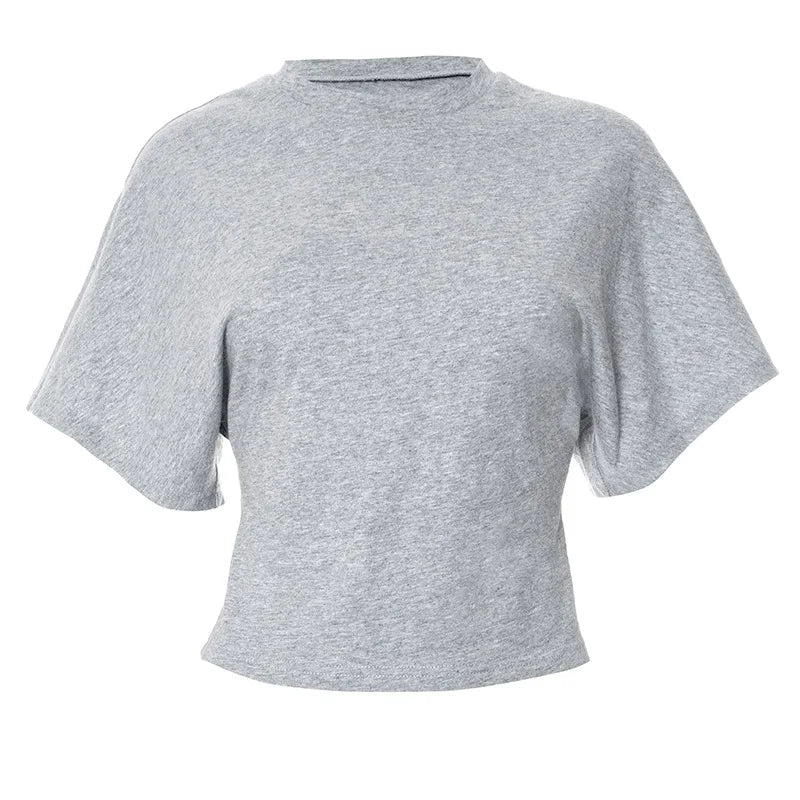 T-shirt en coton manches courtes 220g — Y2K, décontracté, noir et blanc, col rond, femme (v2)