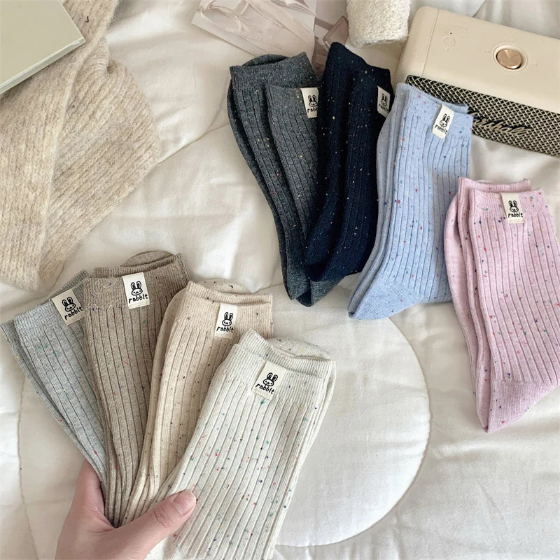 Chaussettes Carillon Respirantes Femme — Dessin Animé, Style Coréen, Décontractées, Douces