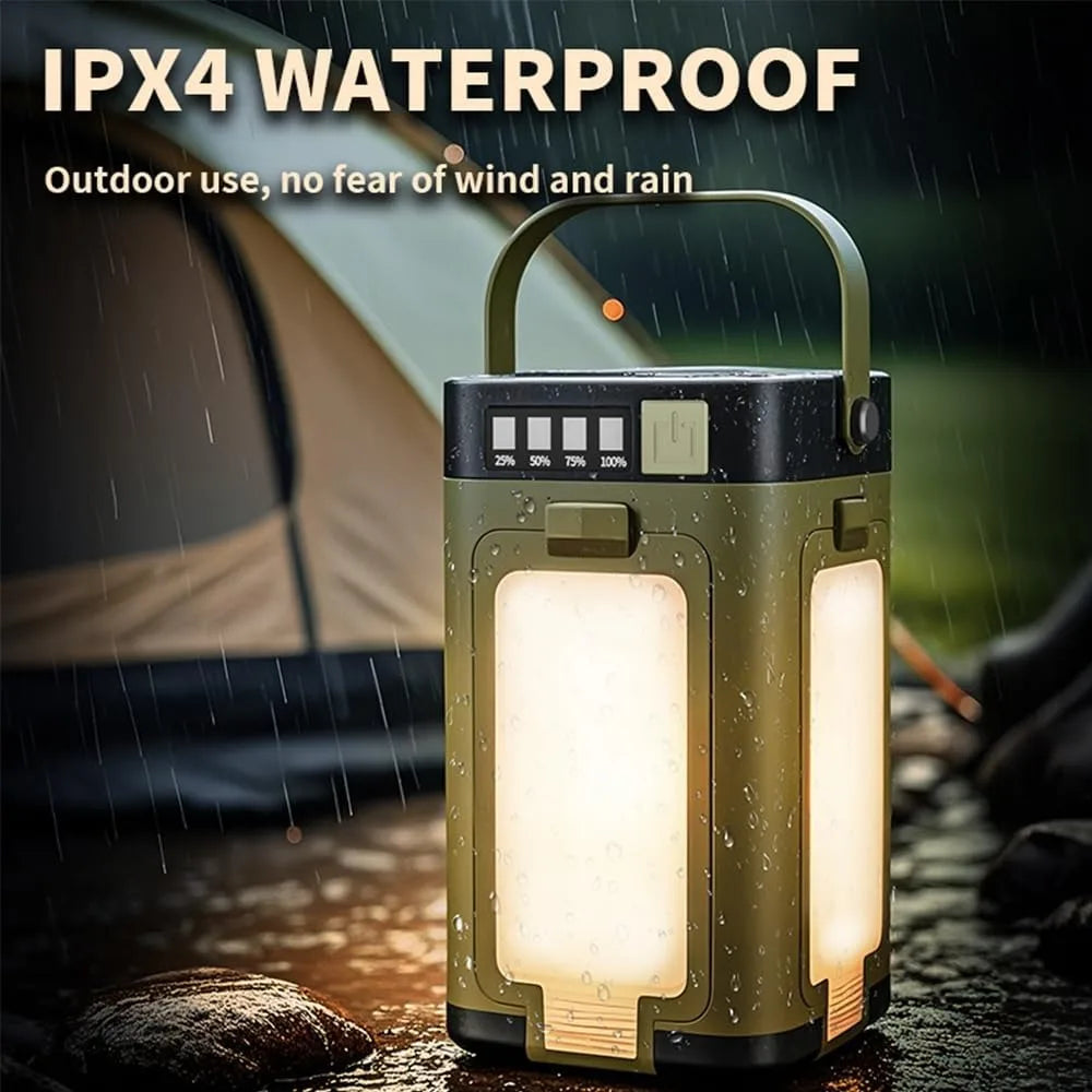 Lanterne de camping pliable multifonctionnelle à 4 feuilles, rechargeable par énergie solaire, grande capacité, lumière d'urgence portable pour l'extérieur
