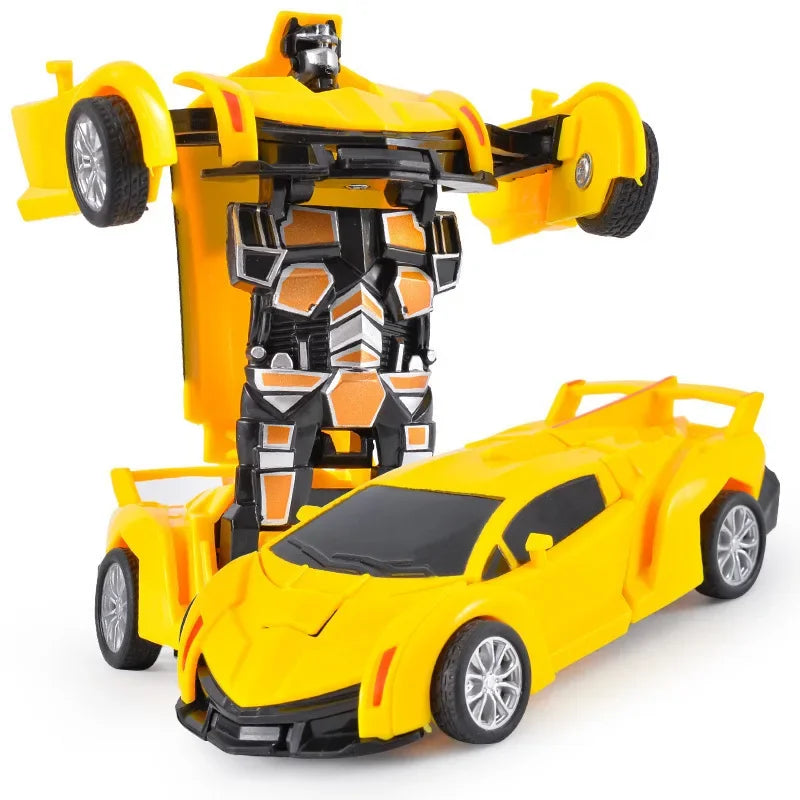 Coche de juguete de cambio de forma de impacto inercial para niños, robot Autobot de cambio de forma con un solo botón, rompecabezas de cambio de forma, colisión