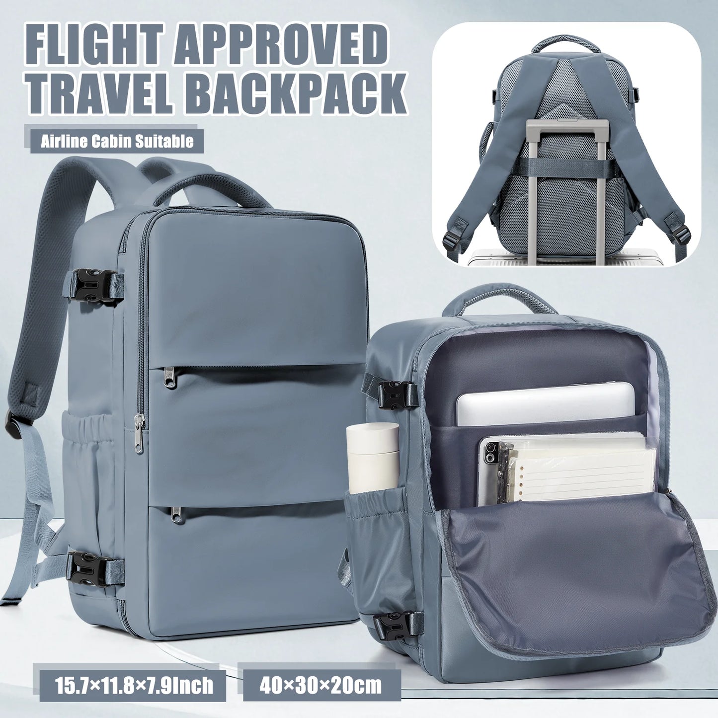 Sac à dos de voyage cabine avion 40x30x20 — étanche, ordinateur portable, bagage à main