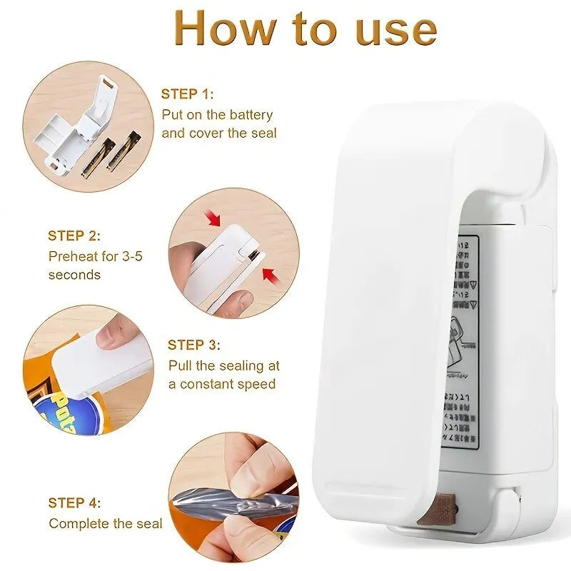 Bolsa termoselladora portátil, bolsa de plástico de almacenamiento GT, minibancos blancos para el hogar, clip para alimentos, refrigerios, frutas, dispositivos de conservación frescos, 1PC