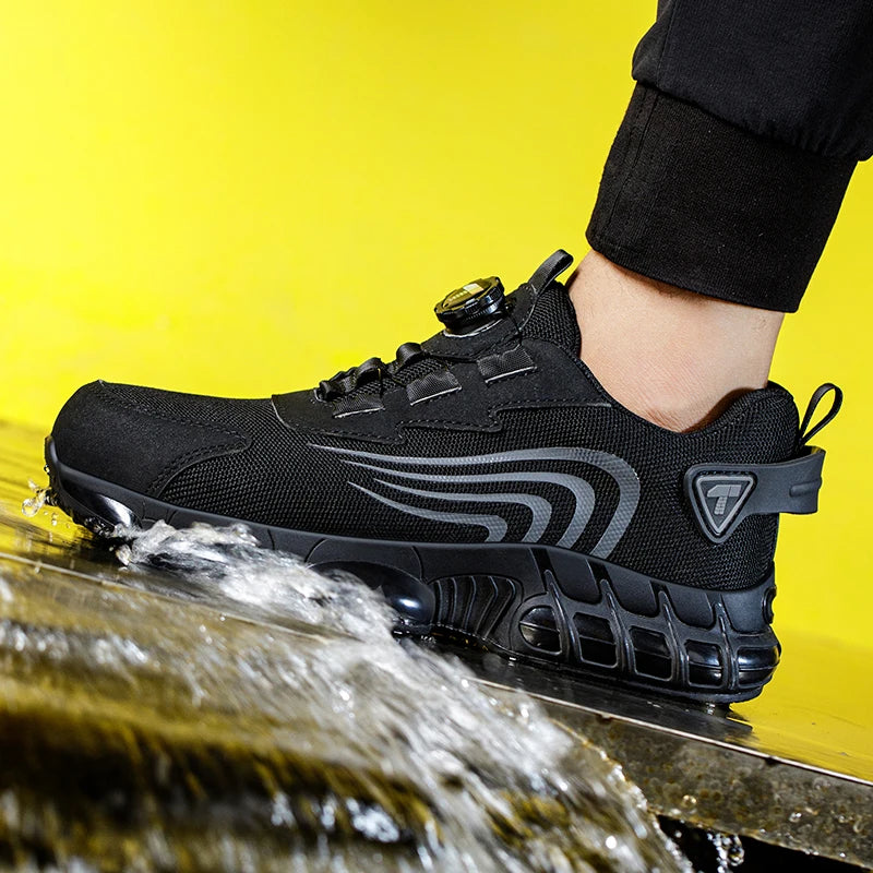 New Men's Rotary Knob Safety Shoes, Anti-Impact and Anti-Puncture Work Shoes, Fashionable Men's Sports Shoes with Professional Safety