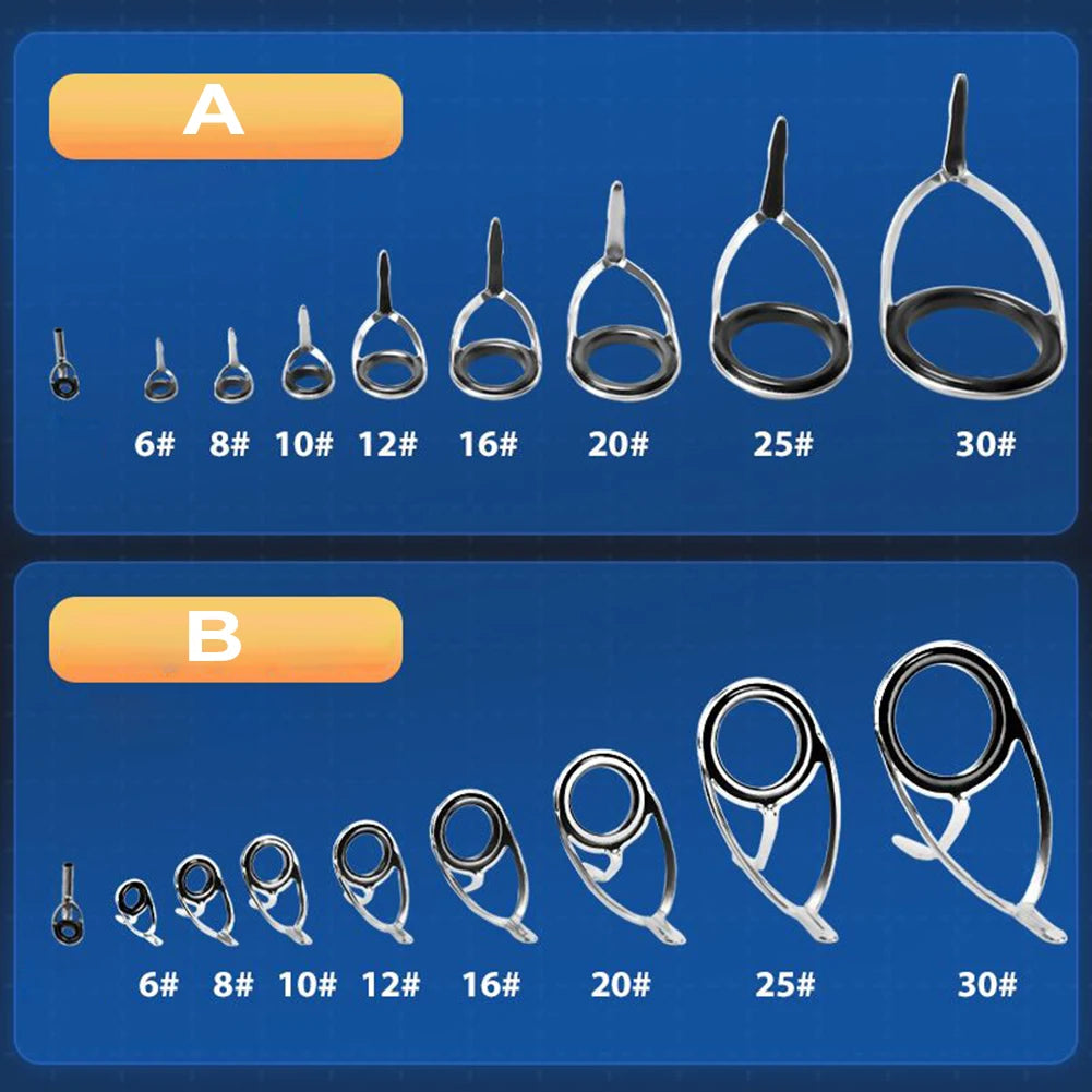 Kit de 9 anneaux de guidage de canne à pêche en acier inoxydable pour réparation et remplacement – Outils de pêche