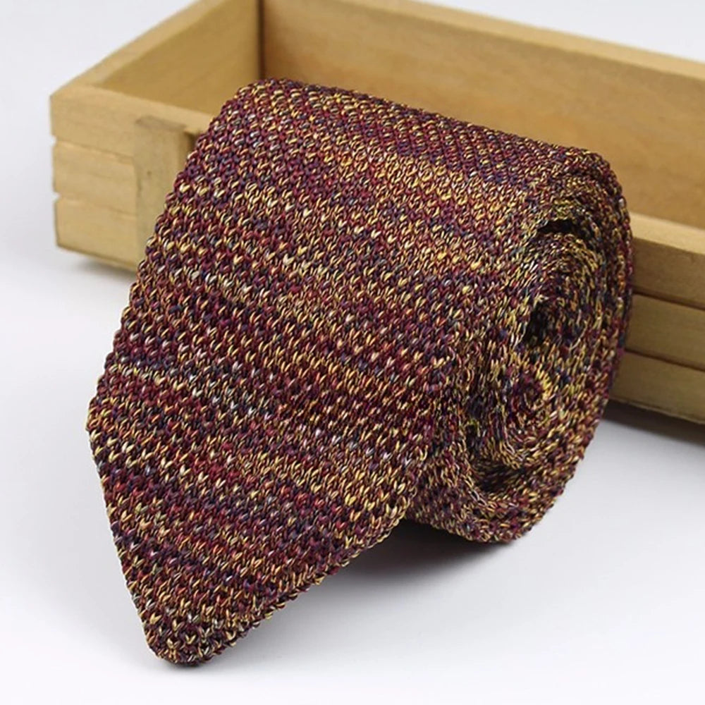New Style Gradient Fashion Men's Solid Colored Knitted Tie Normal Slim Classic Woven Tie Narrow Ties