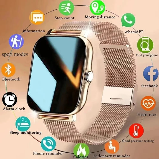 Montre Connectée 2026 Bluetooth — Écran Tactile Fréquence Cardiaque Sport Fitness
