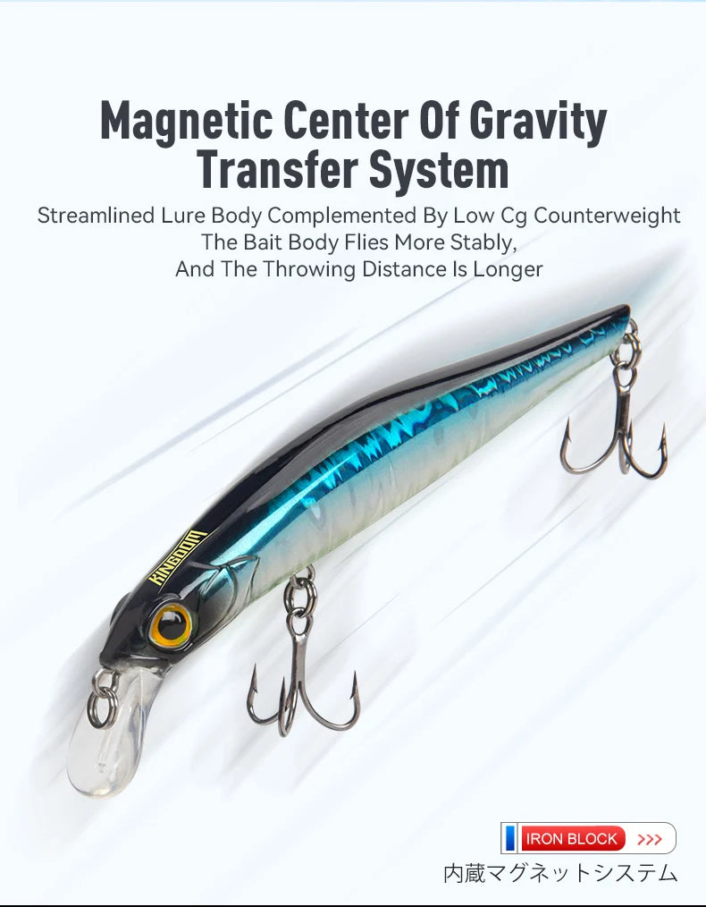Kingdom Kingart coulant méné leurres de pêche 6g 9g 14g 18.6g Jerkbaits   Wobblers d'action réaliste, appâts durs silencieux, bar de mer