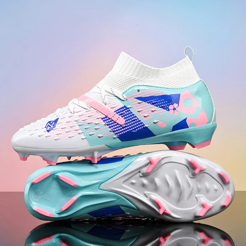 qztzx Chaussures de Football FG & Futsal Homme Cuir Verni Montantes — Ultra-légères, Professionnel EU 32–48
