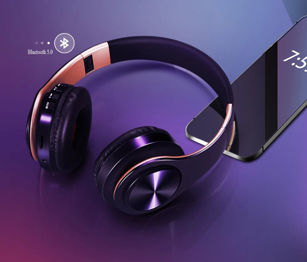 Casque Bluetooth sans fil pliable stéréo avec microphone – Sport et mains libres pour MP3 et smartphone