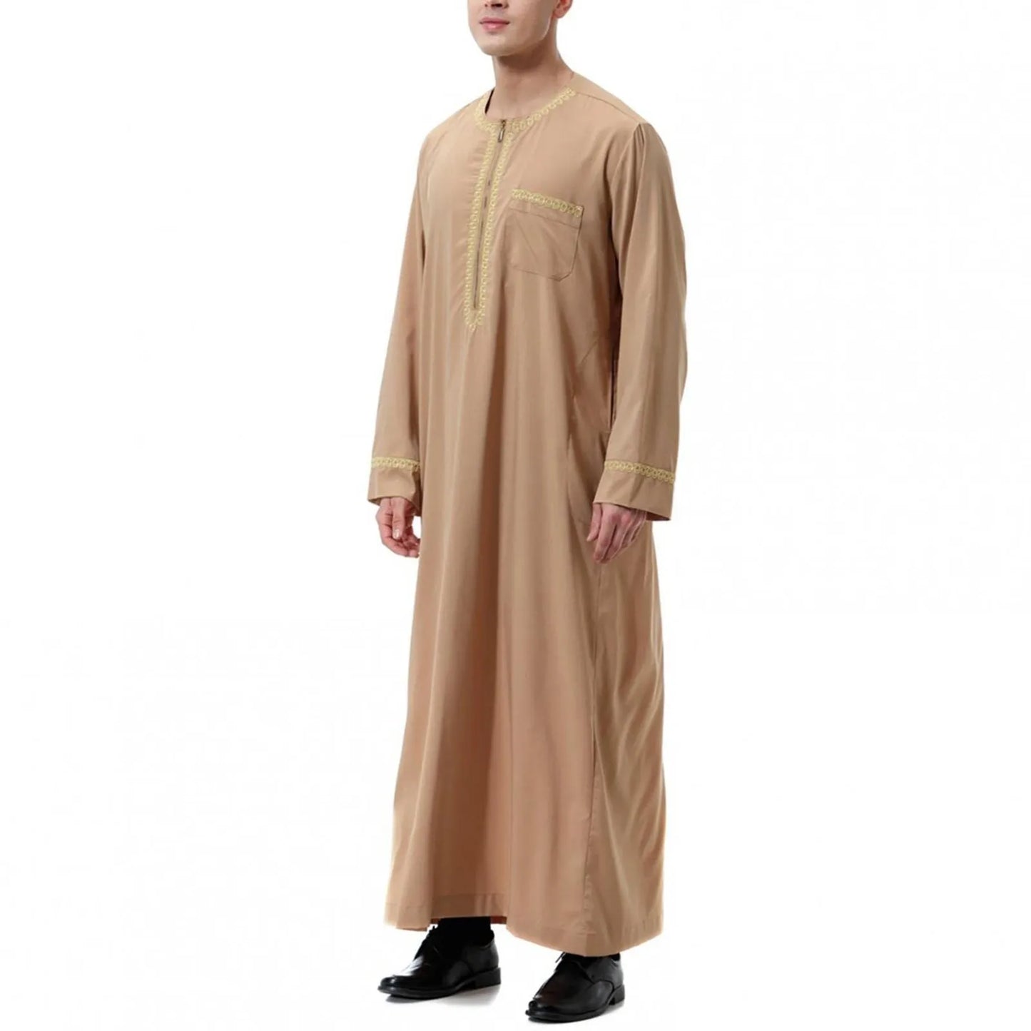 Vêtements musulmans traditionnels pour hommes, chemise musulmane, robe d'aviation, royauté islamique, robe de Dubaï, col rond, manches longues, rétro, adt Abaya