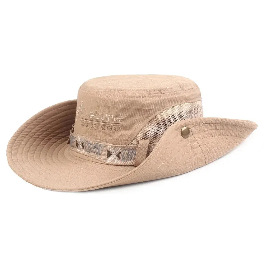 Chapeau seau d'été pour hommes, Protection UV en plein air, à large bord, Panama, Safari, chasse, randonnée, chapeau de pêcheur en maille, casquette de Protection solaire de plage