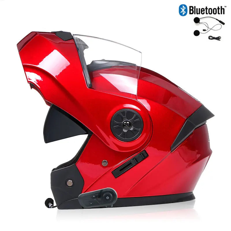 Casque Moto Bluetooth Intégral Homme — Motocross Rabattable Certifié DOT
