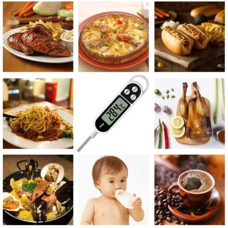 Thermomètre alimentaire numérique — sonde viande, BBQ, four, eau, huile, cuisson, électronique